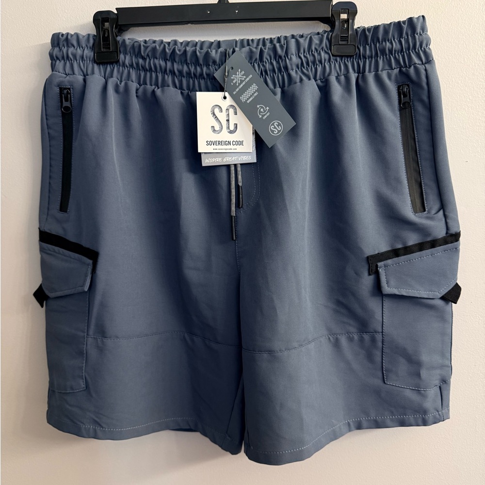 Sovereign Code Athletic Comfort Blue Short Sz L Athleisure Gorpcore Utility NWT